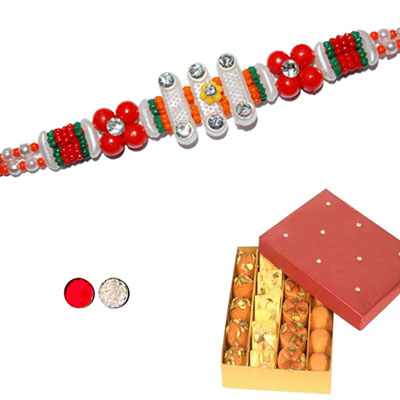 "Designer Fancy Rakhi - FR- 8070 A - Code 066 (2 RAKHIS) - Click here to View more details about this Product